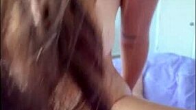 18 y.o. brunette Serena Sterling bends over in doggystyle for POV riding and handjob on camera.