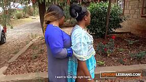 Amateur Ebony BBW Lesbians Grind and Lick with Shared Double Dildo