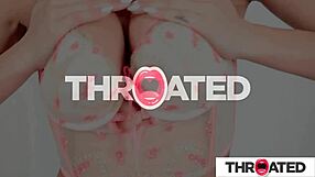 luscious blonde busty babe gets throated hard in that throated scene