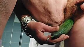 Emotional Rush As Granny Inserts Cucumber Into Hairy Pussy