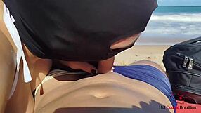 African couple with latina wife in crossdressing action gets into intense fucking on the beach