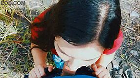Risky Passionate Blowjob in Outdoor Nature Setting