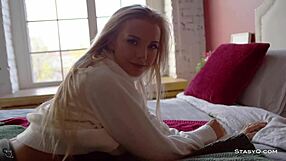 i love the christmas vibe as i strip down in my panties and show off my petite blonde teen 18+ body with piercings