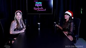 Submissive Brazilian Latina Nathi Zannin Shares Glamour Moments In Interracial Group Interview With Raphaela Savanah Part 2 On Sheer Red