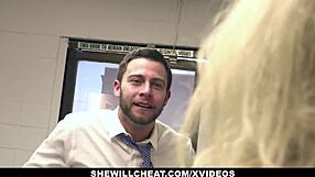 in shewillcheat this older blonde milf nina hartley cheats by hiring a young 18+ stud for hardcore sex. she RIDES his monster cock in cowgirl then gets bent over for doggystyle until facial cumshot