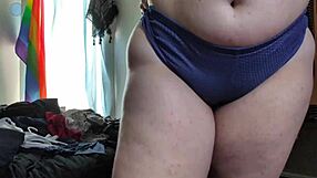 Hey, watch me try on these random clothes, teasing with my chubby belly and hairy armpits in tight leggings, with and without my packer – it's all homemade fun! 😏