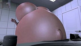 Brunette takes mysterious pills that cause her belly to inflate dramatically in this strange sequence.