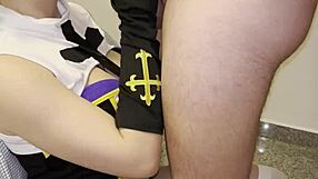 naughty nun takes deepthroat face fucking all sloppy and messy