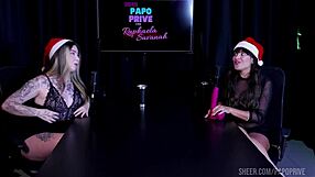 Submissive Brazilian Latina Nathi Zannin Shares Glamour Moments In Interracial Group Interview With Raphaela Savanah Part 2 On Sheer Red