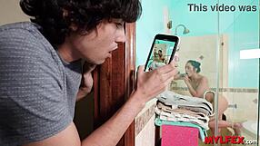 Guy Catches Friend's Mylfex Stepmom In Bathroom Shower For Daring Anal Cowgirl Fuck