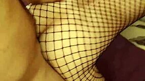 Russian couple - milf and husband with big dick have homemade sex in stockings.