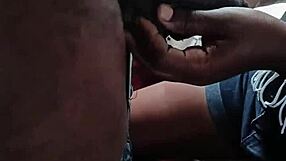 hot black girl sucks and strokes boyfriend's massive black cock!