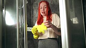 I turn cleaning the shower into intense fun with her