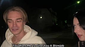 blowjob to a stranger after a walk with cum in throat