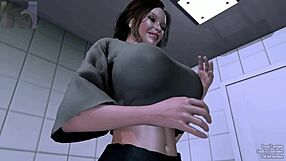 Brunette takes mysterious pills that cause her belly to inflate dramatically in this strange sequence.