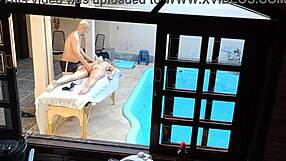 She Got Oiled Up by the Pool for a Wild Handjob and Blowjob Session!