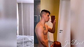 Amateurs enjoy wet ball licking and deepthroat blowjob in bath with redhead latina and skinny friend using buttplug