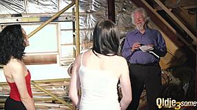 Kiara and Mia, wanna share this old man's cum after we fuck him senseless?