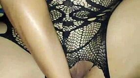 Slutty Filipina's Intense First Anal Fishnets