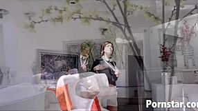 i'm jennifer white so horny fingering shaved pussy in lingerie glasses on sofa