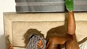 A curvy hotel maid fingers her dripping wet fat pussy sensually