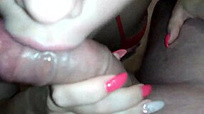 parents distracted me from blowjob in another room close-up sucked his big cock and finished in my slack mouth