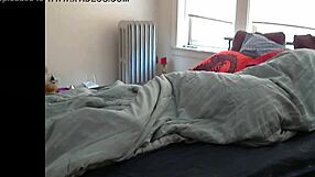 Ebony milf hides small tits in tight parody sex tape scene