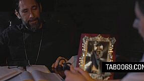 Pervert priest bends virgin teen penelope kay over for rough anal assfucking doggystyle