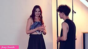 Old perv rips skirt off young oiled teen in heels for upskirt grope