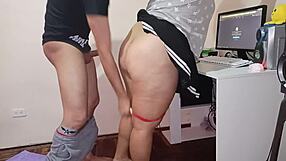 sneaking peeks at aunt's nap turns to groping her big ass then pounding like she craves anal cheating