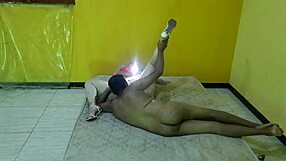 Hey, check this out - a milf gets her first anal with a machine vibrator during an outdoor massage in pov