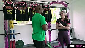 Taboo coach's wife Cory Chase interviews new player with big black cock titty fuck and doggy style shower banging.