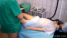 lustful doctor bends over patient girl for intense fucking on exam table