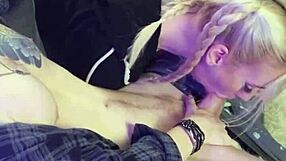 blonde pigtail slut with small tits submits to roommate's monster cock for wet deepthroat face fucking and drooling throatjob in dorm