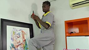 Tgirl Isa Lawrence sucks BBC deep before anal bang and mouth cumshot