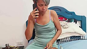 my stepbrother caught me masturbating during a video call and helped me cum with creampie - porn in spanish