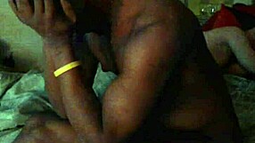 Ebony milf hides small tits in tight parody sex tape scene