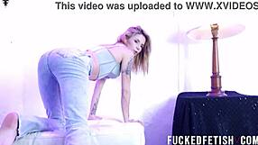 ashlee rose munches chips in tight bluejeans slow