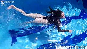 skinny latina jessica bunny's wet pussy throbs underwater