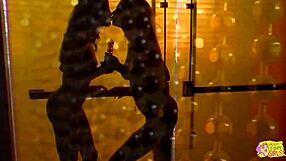 hot blonde stripteases vintage style then dives into lesbian sex with kinky brunette