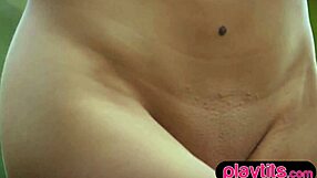 petite blonde russian milf flaunts small tits outdoors striptease!