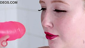 samantha rone slams pink toy in steamy shower fun