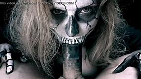 wanna feel this skeleton girl's halloween mouth suck your monster cock dry