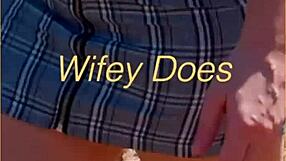 wanna see this milf flash her smooth shaved pussy under skirt outdoors?