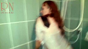 Wet Shower Chick's Panties Cling to Pussy and Tits
