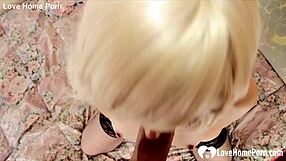 blonde cosplayer slurps massive cock like total pornstar