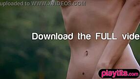 petite blonde russian milf flaunts small tits outdoors striptease!