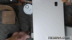 Petite Blonde Teen Caught Stealing in Dorm Fucked by Old Cop Uniform