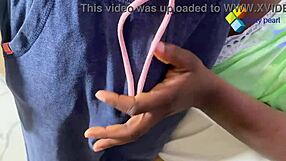 new year quickie with chubby ebony's wet pussy creampied missionary after rough fingering