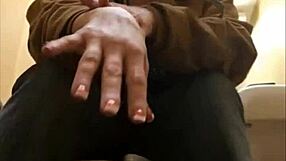 pretty brunette sneaks pees in bathroom while teasing her perfect ass